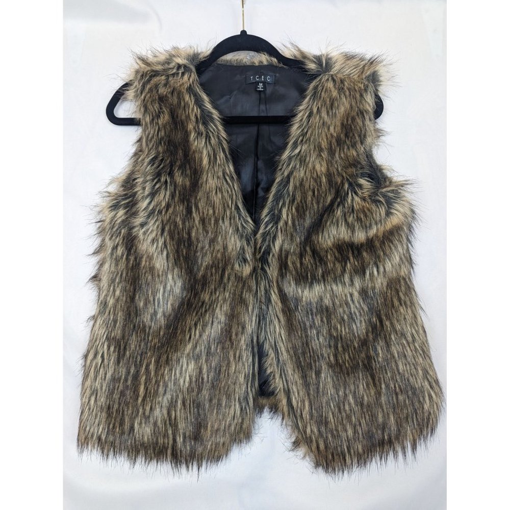 TCEC Tan Faux Fur Vest‎ Size Medium